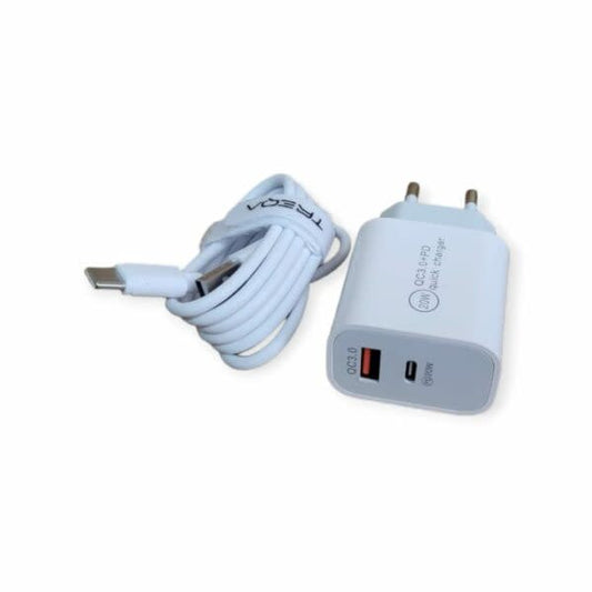 Treqa PD20W+QC3.0 Dual Charger with  Type C Cable