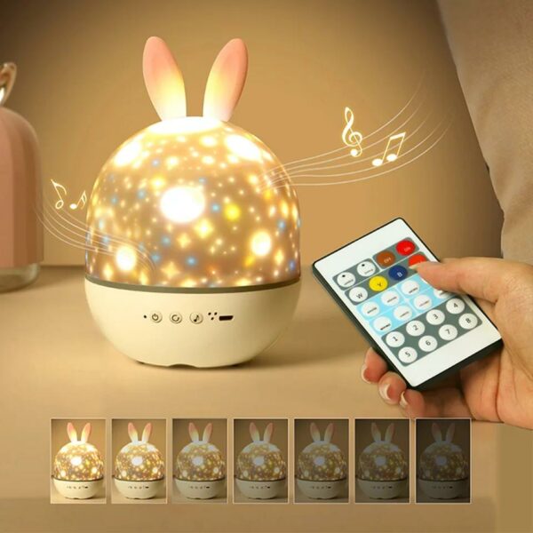 Sky Projector Night Light For Children Kids Bedroom Decor360? Rotating Nursery Bunny Light LED Lamp