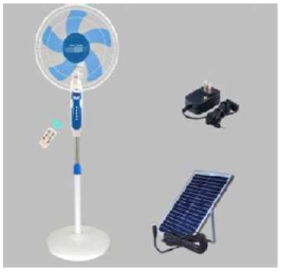 16 Inch Remote Controlled Solar  Floor Standing Fan with Digital  Display 20W. Solar Panel 12W 15V