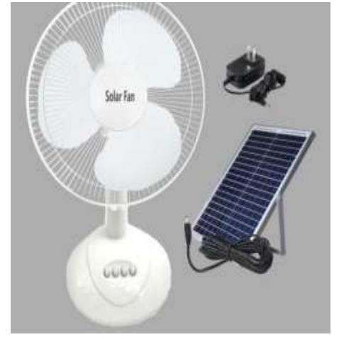 16 Inch Rechargeable Solar Table  Fan 10W. Solar Panel 12W 9V