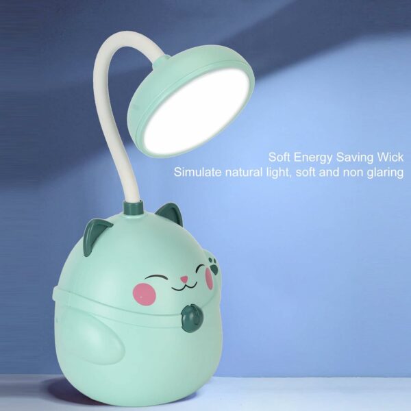 USB Rechargeable Happy Cat Table  Lamp 2 Settings With Pencil Holder