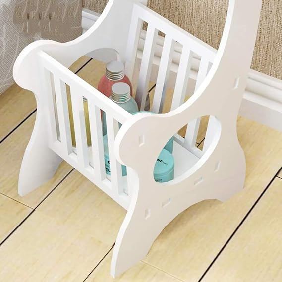 Tables  Round Side End With Magazine Holder Rack  White For Living Room