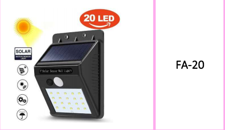 20 LED Solar Powered Wall Light