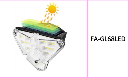 Solar Motion Sensor 3 Sides Glowing  Wall Lamp 68LED