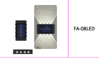 Solar Powered Up And Down LED  Outdoor Wall Lights 8LED White 2Pcs