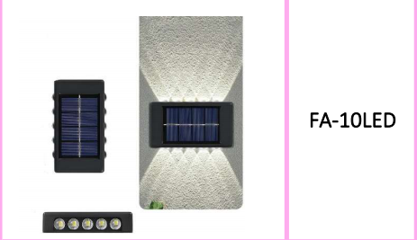 Solar Powered Up And Down LED Wall  Lights 10LED White 2Pcs