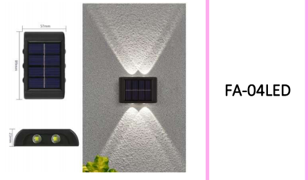 Portable Solar Powered Up and Down  LED Outdoor Wall Lights 4LED White  4Pcs