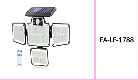 4 Side Emitting Solar Powered Light  With Remote Control