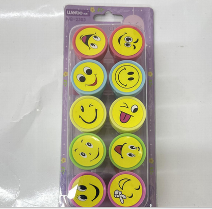 Set of 10 Stamps Children's Stamps Faces Motivation Smiles WB2303