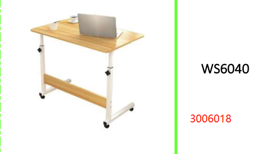 Adjustable 55cm-66cm  Laptop Bedside Table Trolley  Table Top 59cm x 39cm