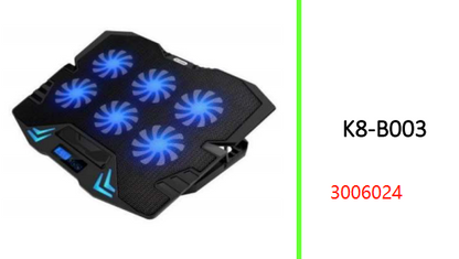 6 Fan Blue LED Notebook Ice  Cooler Pad