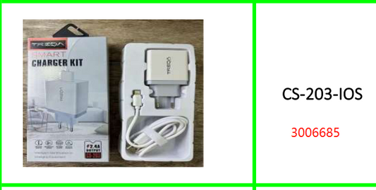 Treqa 2.4A Output Smart Charger Kit  with Lightning Pin Cable