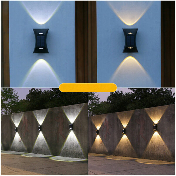 Solar Upper and Lower Wall Lamp 2 In  1 Light Color White + Warm White