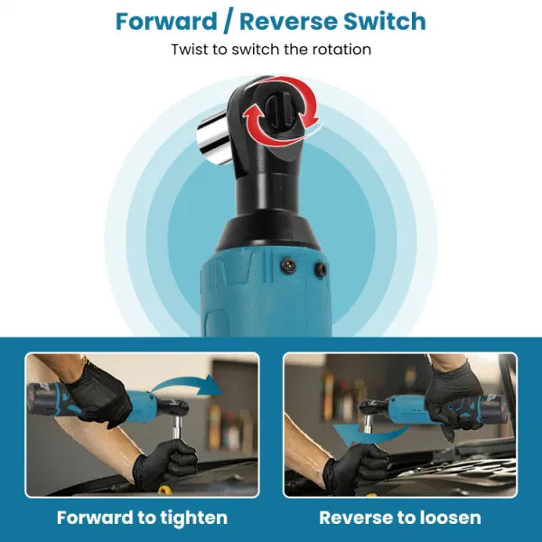 3/8' Cordless Electric Ratchet Wrench Set Right Angle Wrench with 2Pcs 1200mAh Batteries and Charger 7 Sockets 400RPM