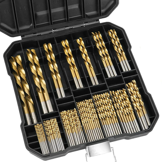 99PCS Titanium Coated Twist Drill Bit Set with Case