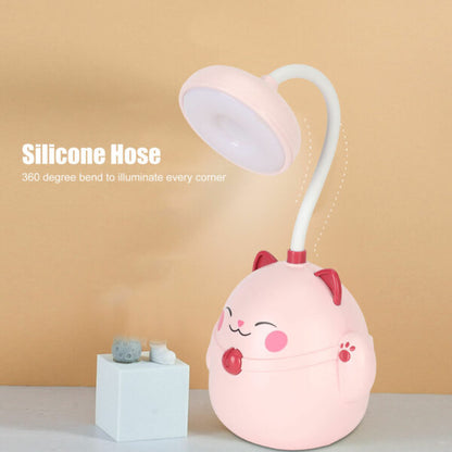 USB Rechargeable Happy Cat Table  Lamp 2 Settings With Pencil Holder