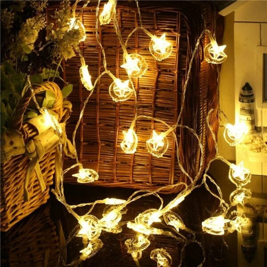 ZYF-61 Moon Hugging Star LED Fairy String Lights With Tail Plug Extension Warm White 5M