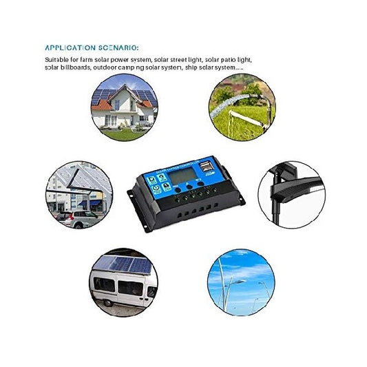 XF0837 Solar Charge Controller 20A Dual USB Output With LCD Display, PWM Battery Charging