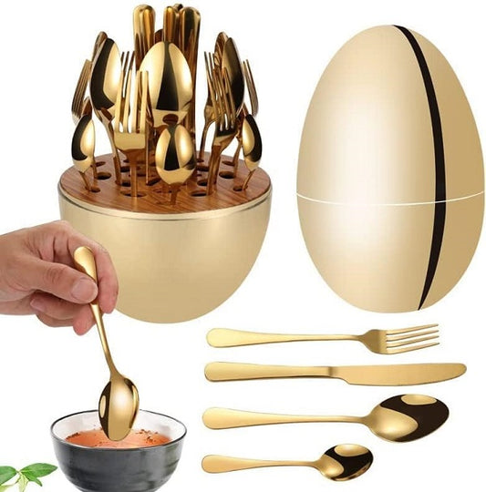 JG20375393 Golden Egg With 24 Piece Cutlery Set