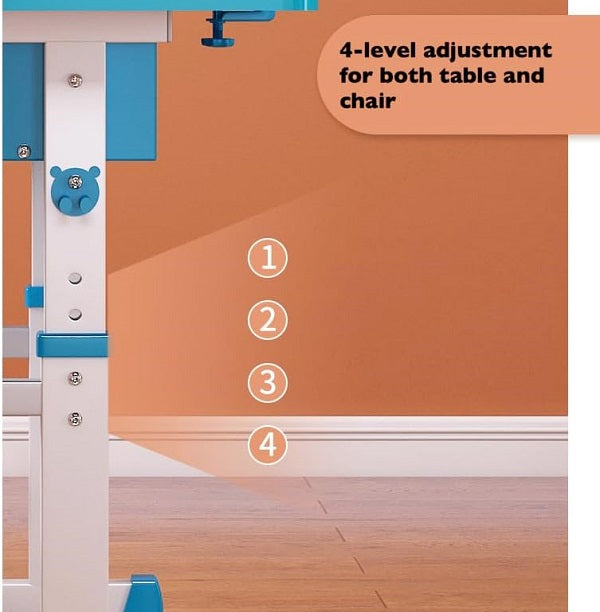 JG20375447 Children’s Adjustable Study Desk Home Desktop Combination Ergonomic Children Chairs In Blue