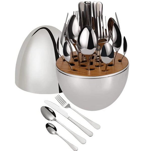 JG20375392 Silver Egg With 24 Piece Cutlery Set