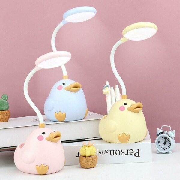 USB Rechargeable Duck Table Lamp 2  Settings With Pencil Holder