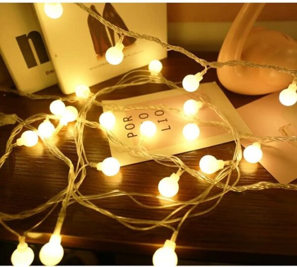 ZYF-40 Milky Ball LED Fairy String Light Warm White with Tail Plug Extension 5M