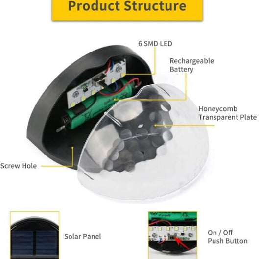 Aerbes Solar Powered Semi-Circle  Wall Lamp Pack of 2 Warm White