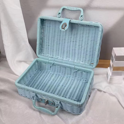 Colorful rattan picnic suitcase 26cm x 11cm x 17cm