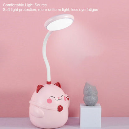 USB Rechargeable Happy Cat Table  Lamp 2 Settings With Pencil Holder