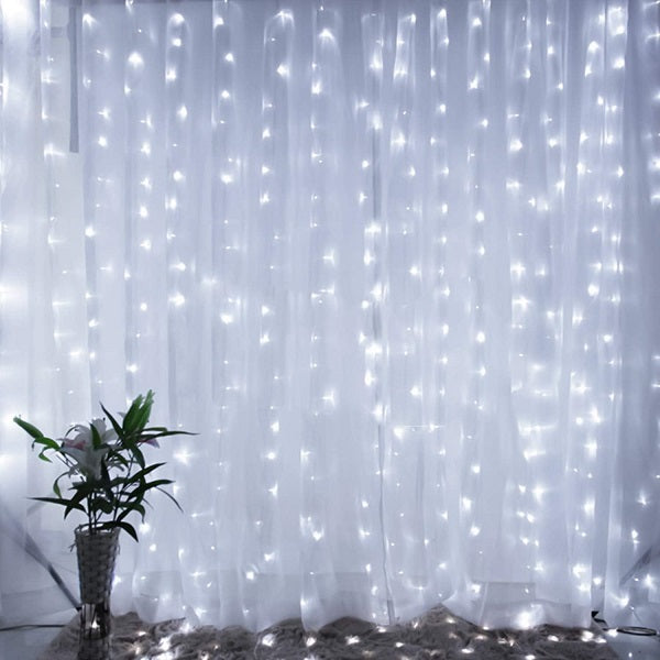 ZYF-99 LED Fairy Curtain Light With Tail Plug Extension White 3×0.5m