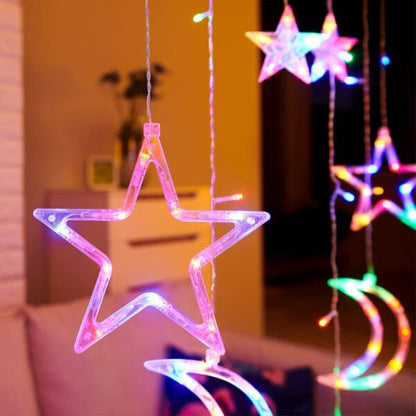 ZYF-11 Moon & Stars Fairy String Light RGB 3M With Tail Plug Extension 8 Mode Settings 3M