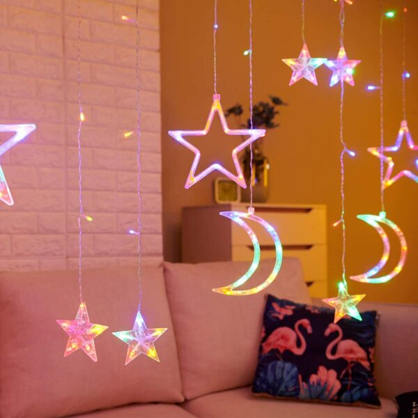 ZYF-11 Moon & Stars Fairy String Light RGB 3M With Tail Plug Extension 8 Mode Settings 3M