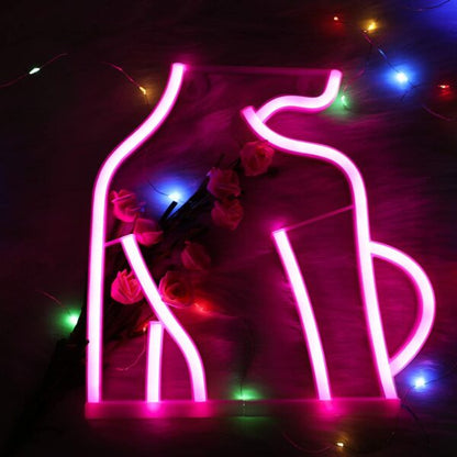 FA-A60 Lady’s Back Silhouette Neon Sign Lamp USB And Battery Operated