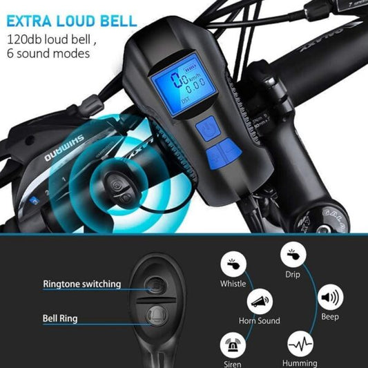 Aerbes Dual Light Source Wireless  Code Meter With Horn Bicycle  Front Light