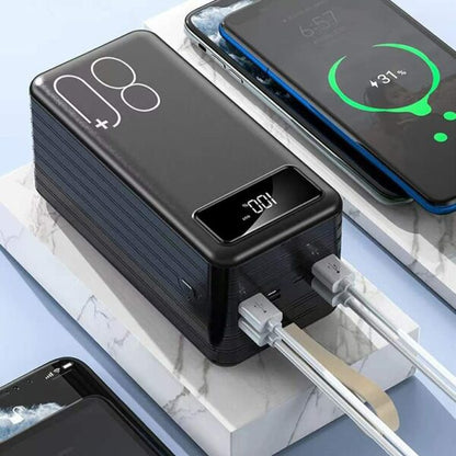 SOVO 80000Mah Power Bank  With Built-In 3 Cable And LED  Fashlight