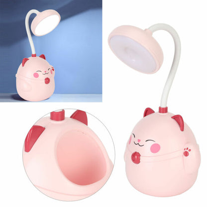 USB Rechargeable Happy Cat Table  Lamp 2 Settings With Pencil Holder