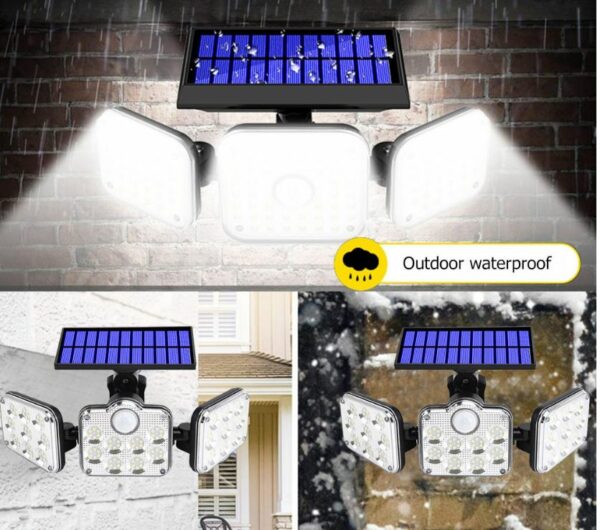 Three Head Outdoor Solar Sensor  LED Light