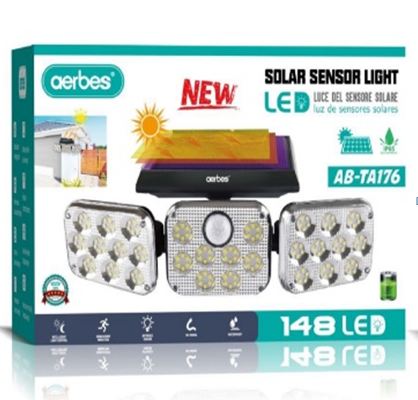 Three Head Outdoor Solar Sensor  LED Light