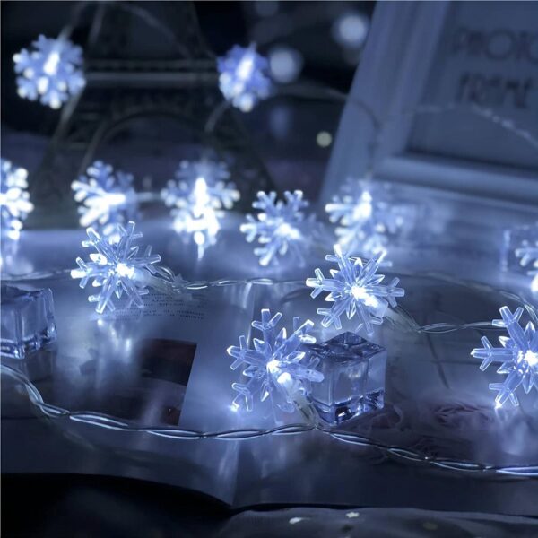 ZYF-51 Snow Flake Fairy String Light With Tail Plug Extension White 5M