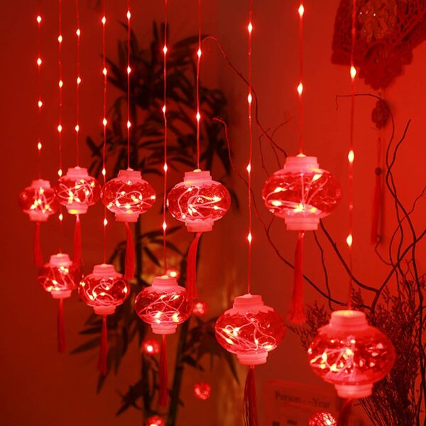 ZYF-122 Red Lantern Curtain Light 3.5M Plug-In