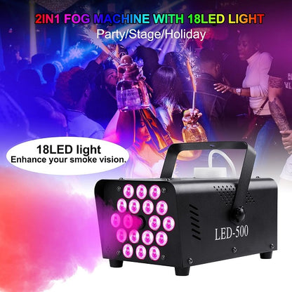 LED 500 Smoke Fogger With 18 LED Stage, And Two Remote Control