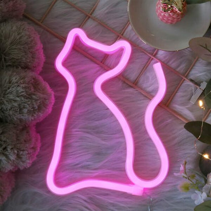 FA-A18 Cat Shaped LED Neon Sign Wall Hanging Lamp USB And Battery Operated