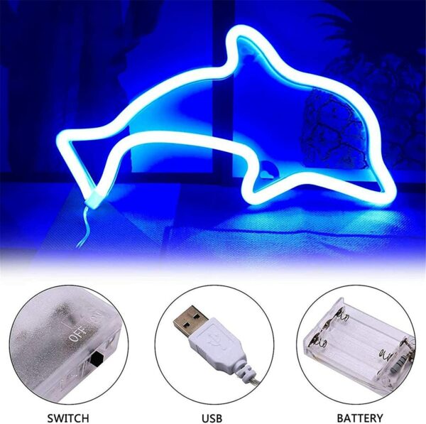 FA-A34 Cute Dolphin Neon Sign Lamp USB And Battery Operated