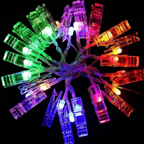 ZYF-38 Photo Clip Peg String Light RGB With Tail Plug Extension 5M