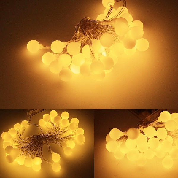 ZYF-40 Milky Ball LED Fairy String Light Warm White with Tail Plug Extension 5M