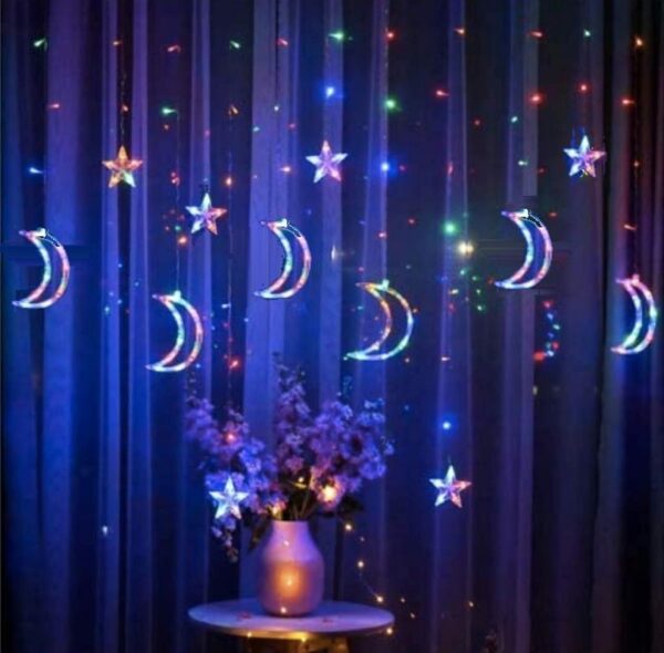 ZYF-5 Star Moon LED Fairy Curtain Light With Tail Plug Extension RGB 3M