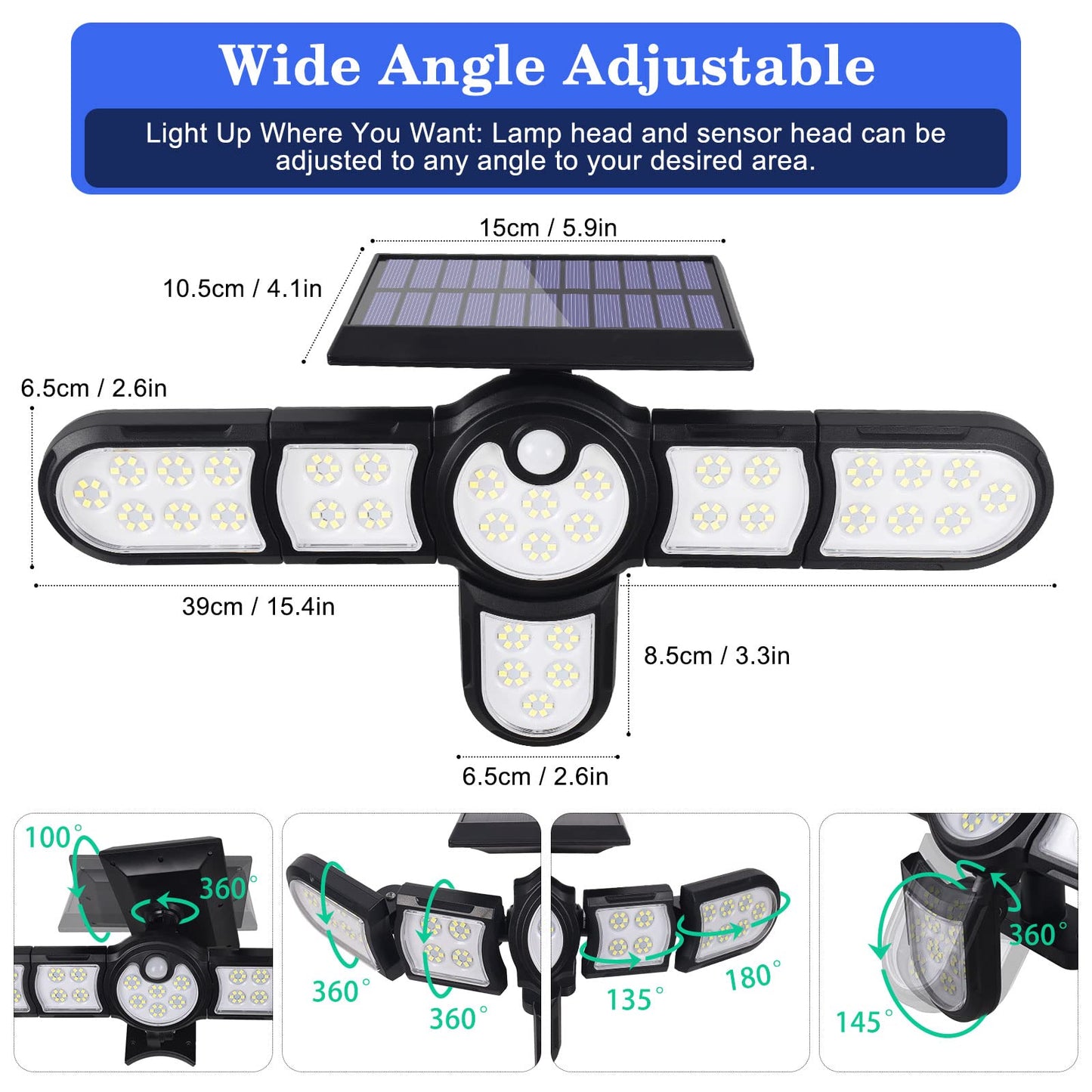 Aerbes Solar Powered 200 LED Light  With Motion Sensor