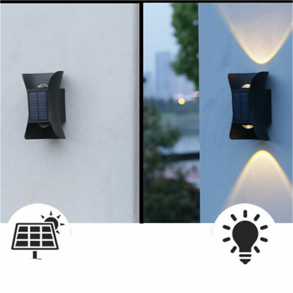 Solar Upper and Lower Wall Lamp 2 In  1 Light Color White + Warm White