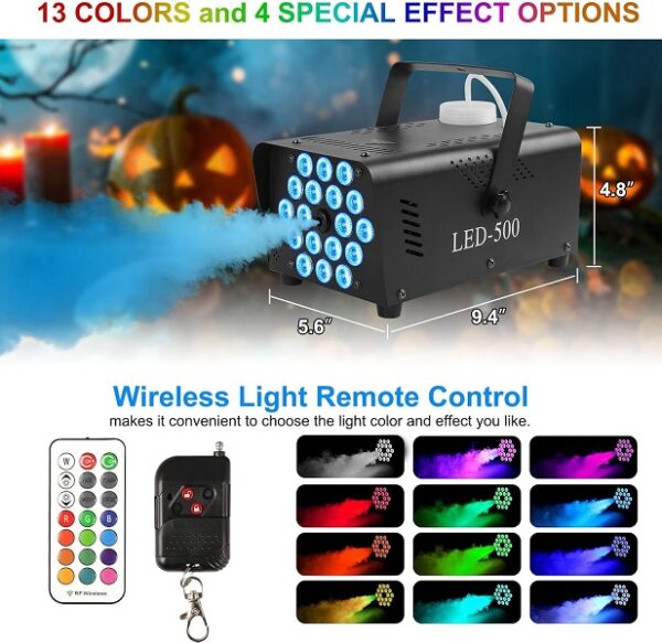 LED 500 Smoke Fogger With 18 LED Stage, And Two Remote Control